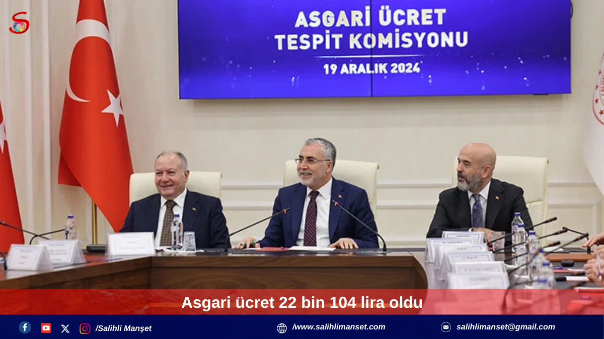 Asgari ücret 22 bin 104 lira oldu